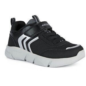 Size 3 Youth Geox Kids' Black and Gray Sneakers